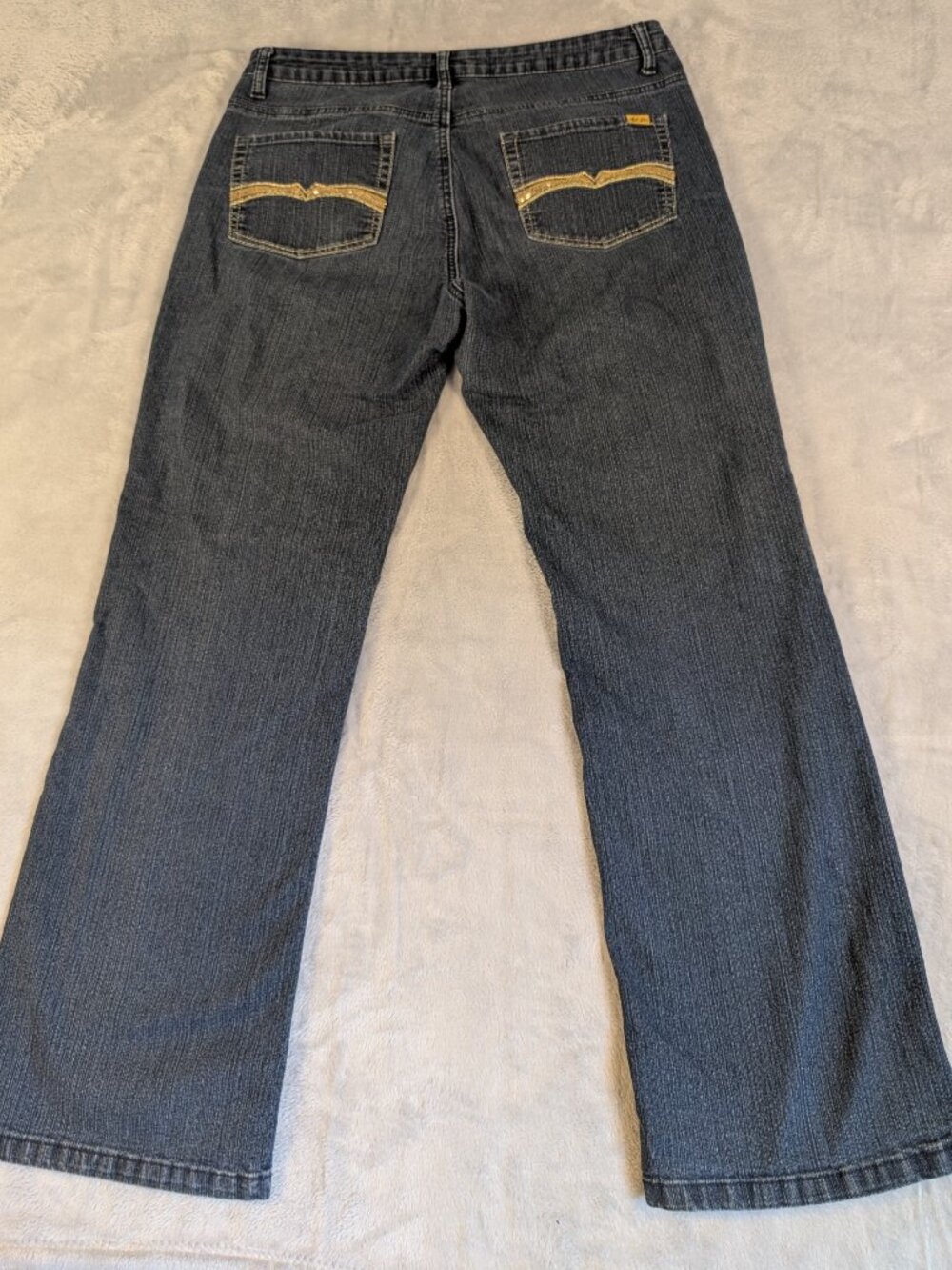 Vintage Y2K Bill Blass Jeans Women's 10 Stretch Denim Blue Gold Sequin Pockets